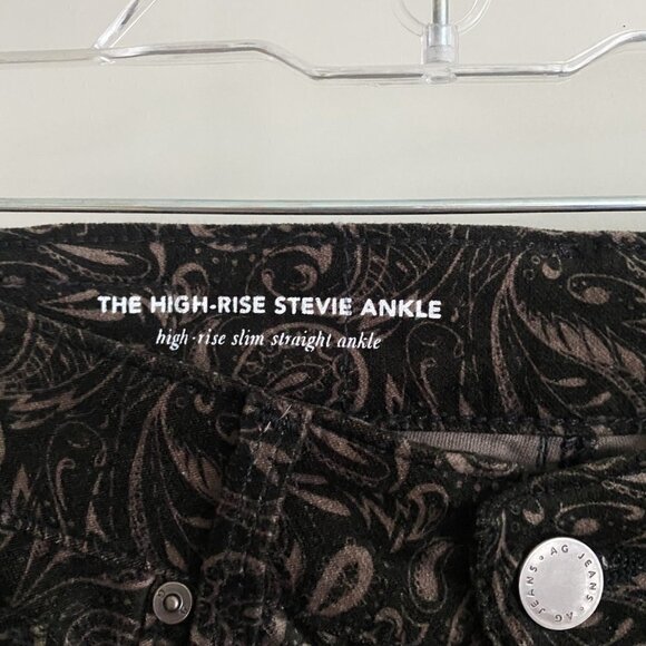 Anthropologie Adriano Goldschmied Gray Stevie Paisley High Rise Velvet Pants - Picture 7 of 8